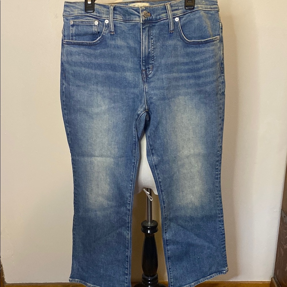 Blue Straight Leg Jeans with Vintage Wash